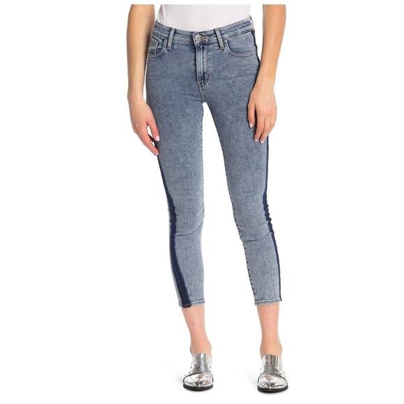 Levi‎ Strauss Co 721 High Rise Skinny Jeans Women Size 26 Acid Wash Side Stripe - Picture 1 of 7